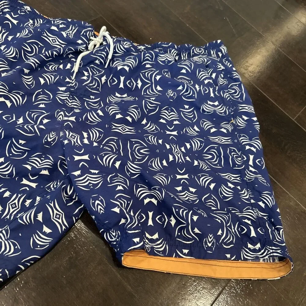 REYN SPOONER Swim Trunks Lined Mens XXL Aloha Blue Orange Shorts 7